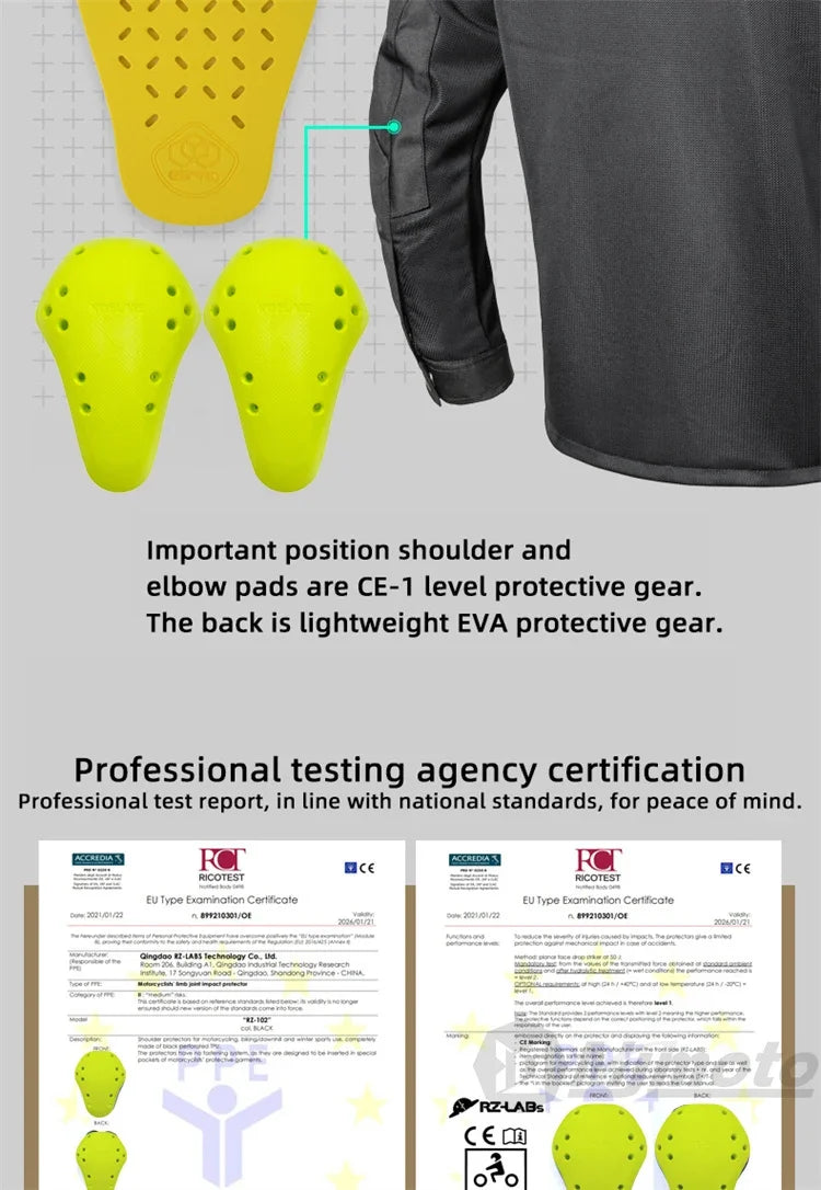 Men Motorcycle Jacket New Upgraded Summer Breathable Jacket CE Protective Retro Black Motorbike Motorcyclist Mesh Clothing