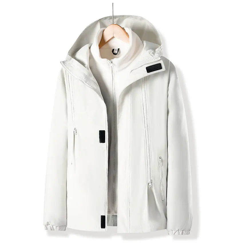 Women Three-in-One Detachable Autumn Winter Outdoor Climbing Windbreaker Windproof Waterproof Fleece Lined Jacket Coat Man Coats