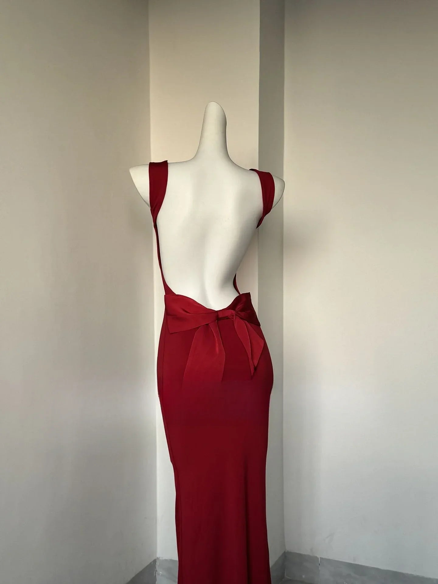 Oligai Maxi Elegant Party Dresses 2025 Red Sleeveless Long Dresses Holiday birthday Robe Sexy Clothes for Women with Bow