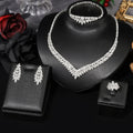 Classic rectangular cubic zirconia wedding necklace and earring set Dubai Nigeria CZ Bridal Jewelry Set