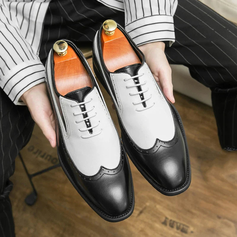 Spring black white leather shoes for men High quality wedding Dress shoes Business office loafers men shoe Luxury designer shoes