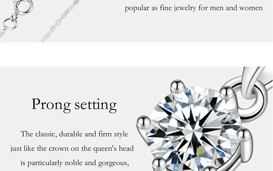 0.5-5CT Moissanite Necklace for Women S925 Pure Silver Classic Six Claw Round Diamond Pendant Minimalist Wedding Jewelry