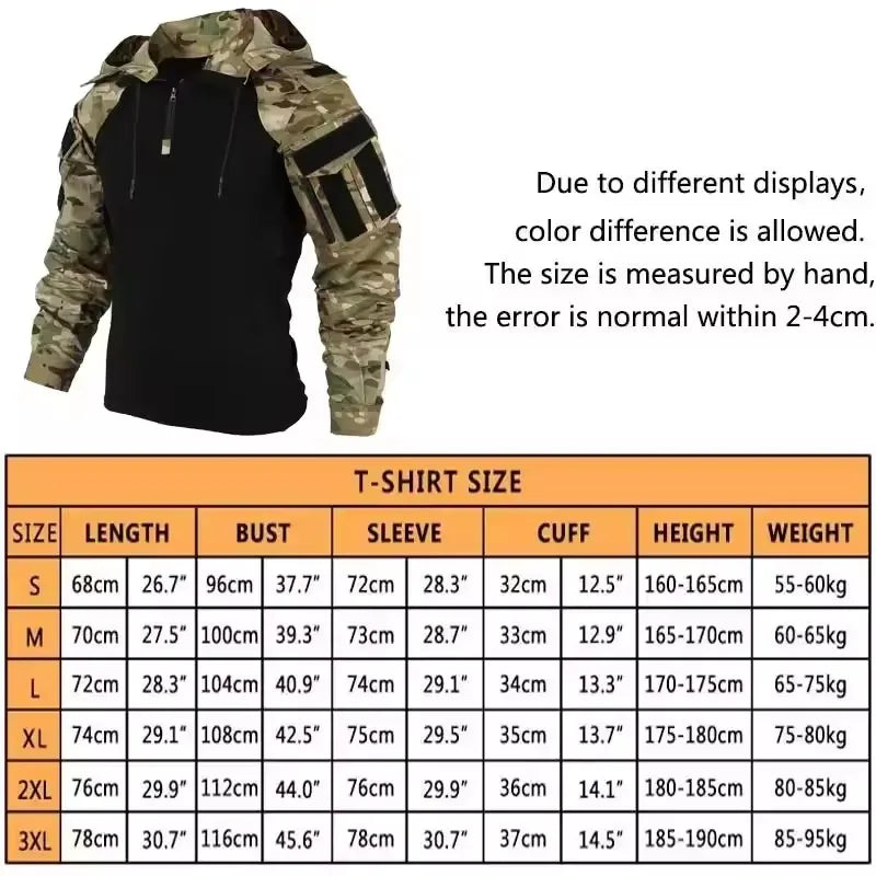 Outdoor Uniform Tactical Suits Wear Resistant T-Shirt Hood Pants Men Clothes Combat Shirts Airsoft Paintball Hunting Clothing