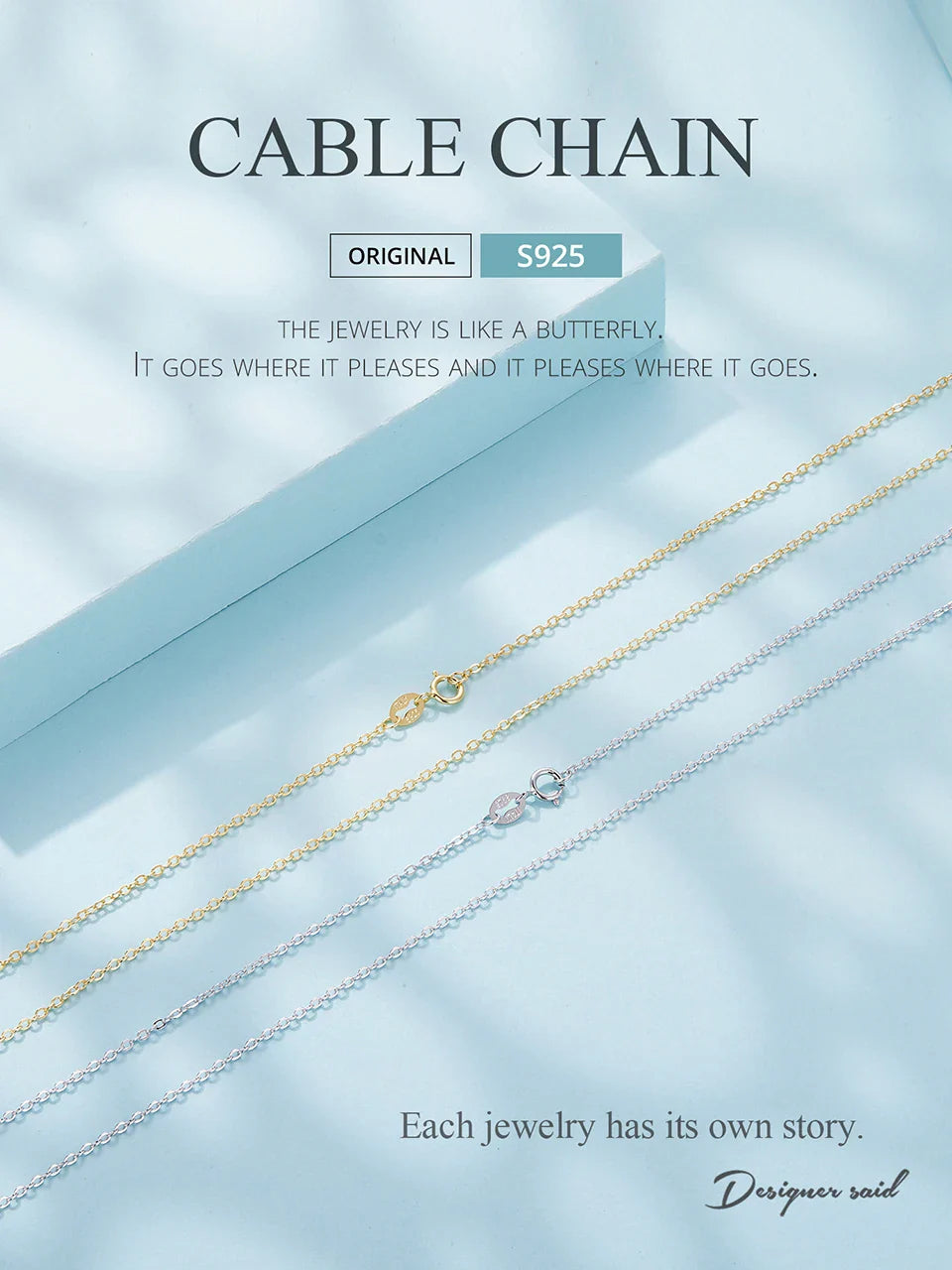 925 Sterling Silver O-Chain Necklace with Lobster Clasp Adjustable Basic Chain for Women Pendant Beads DIY