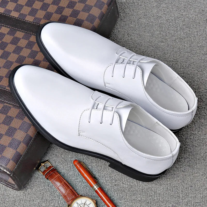 Genuine Leather Lace Up Men Business Formal Leather Shoes Men Low Cut Korean Performance Shoes Wedding Shoes Men