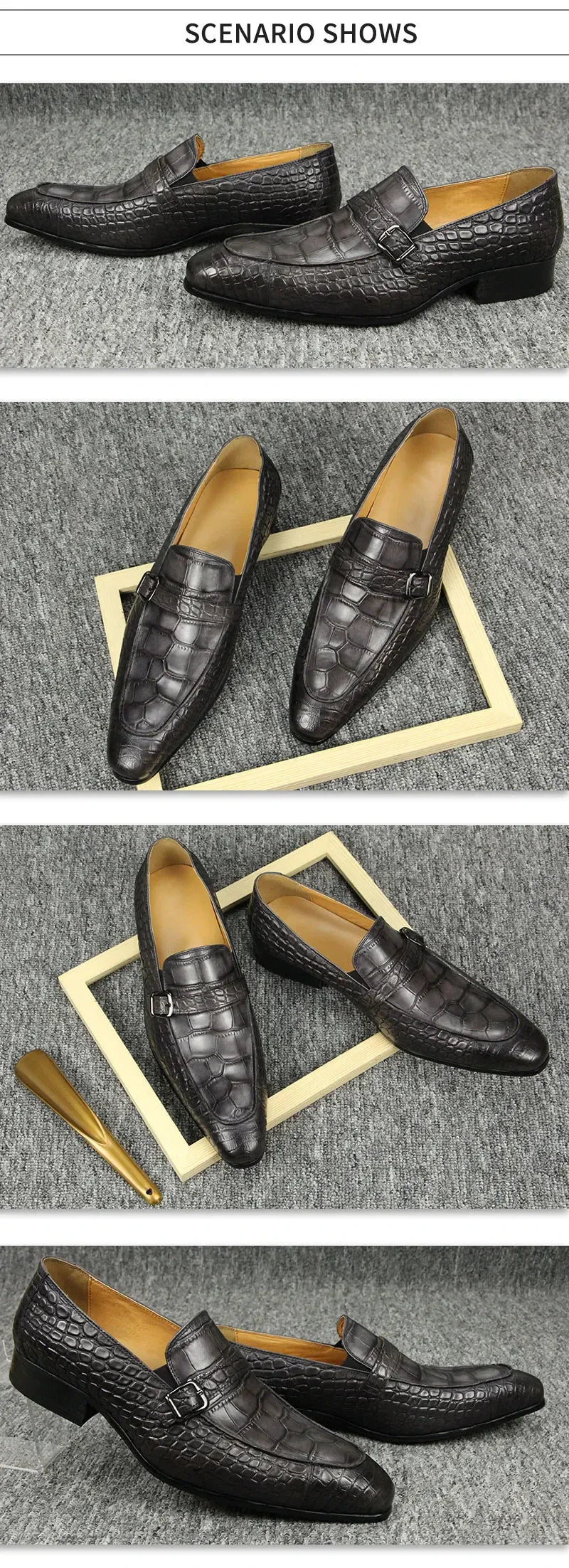 Luxury Genuine Leather Shoe Printing Mens Loafers Handmade High Quality Business Formal Office Casual Shoes Zapatos De Hombre