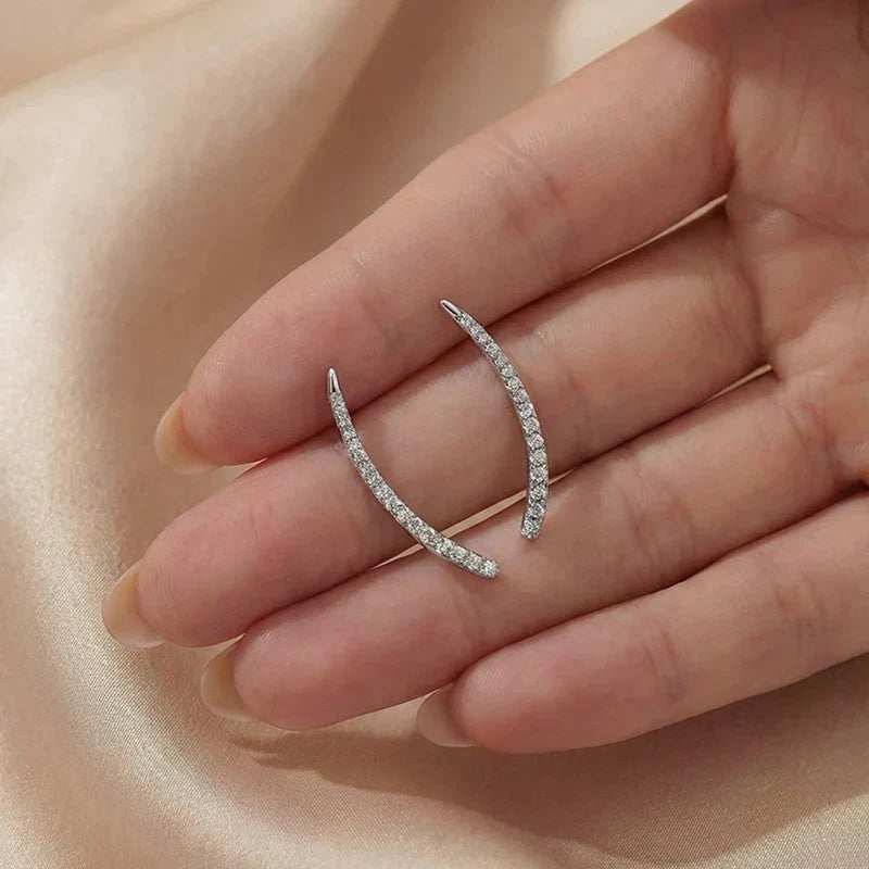 Trendy Test Passed Full Moissanite Smile Stud Earrings for Women Wedding 100% 925 Silver Sparking Party Bridal Jewelry