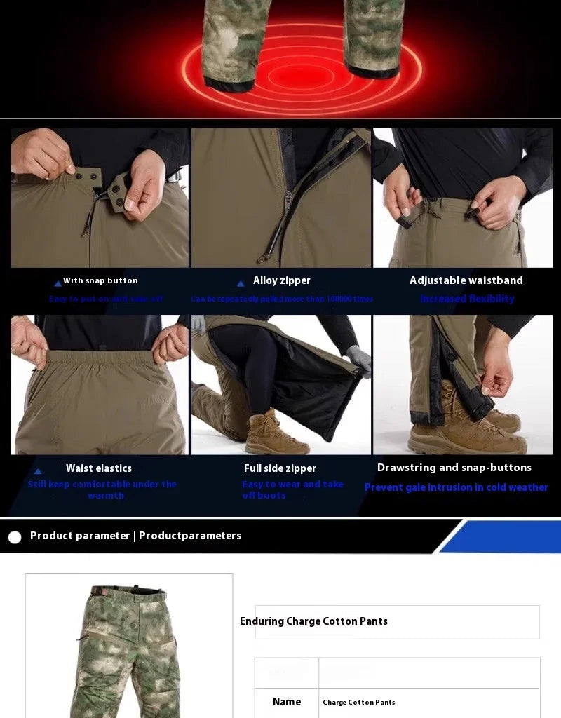 Tactical Men's Warm Cotton Pants Camouflage Winter Thickened Polar Cold Clothing Mountaineering Military Outdoor Sprint Pants