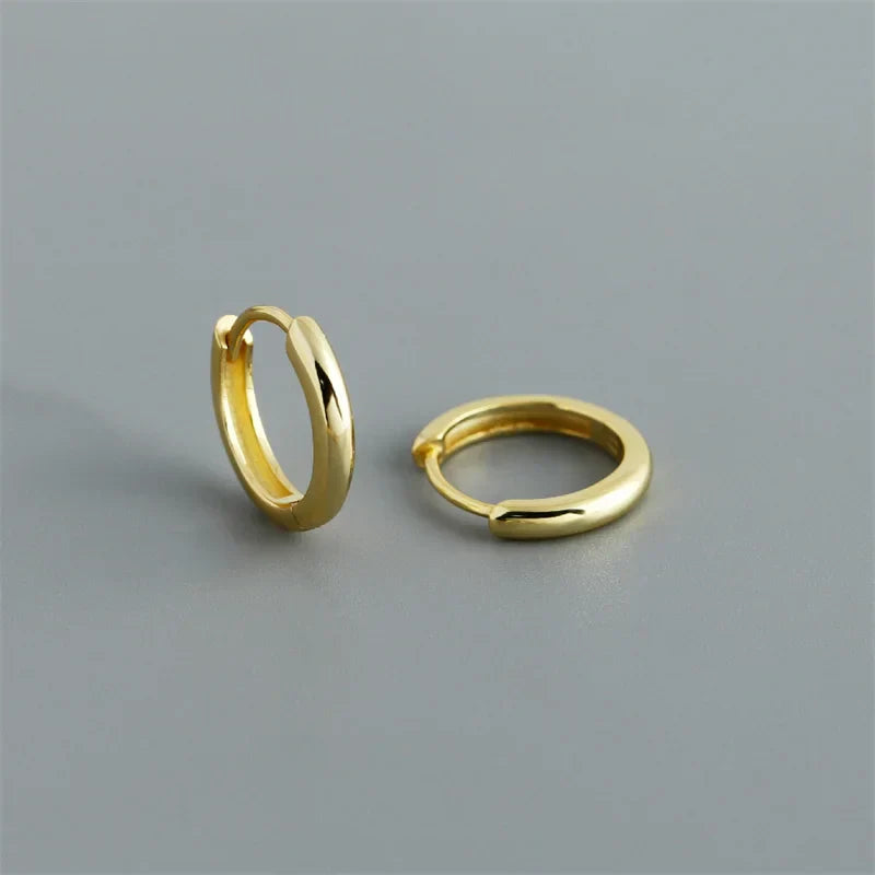 925 Sterling Silver Simple Matte Bohemian Round Ear Buckle for Women Punk Unisex Rock Hoop Earring Jewelry Accessories