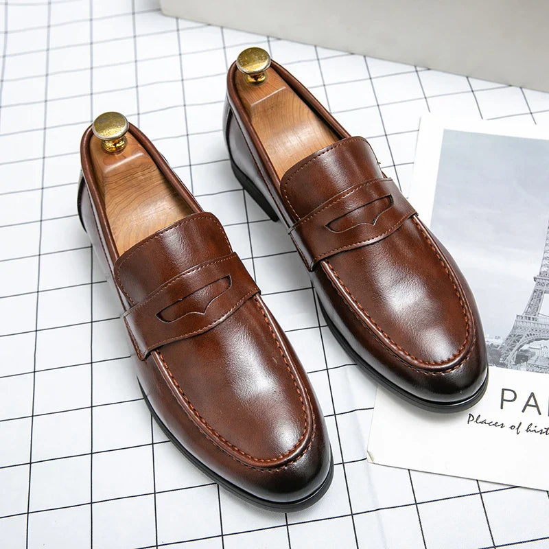 Mens Dress Wedding Fashion Office High Quality Leather Comfy Business Formal Italy Driving Loafers Shoes for Men Plus Size 38~48