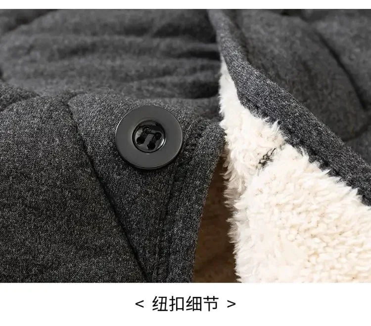 Autumn Winter waistcoat Men Lamb Fleece Coat Vest Button Cardigans Thicken Warm Solid V-Neck Casual Plaid Jackets