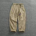 Summer thin casual pants men's straight straight tube loose conical overalls all cotton wash re-engraved purple mark daddy pants