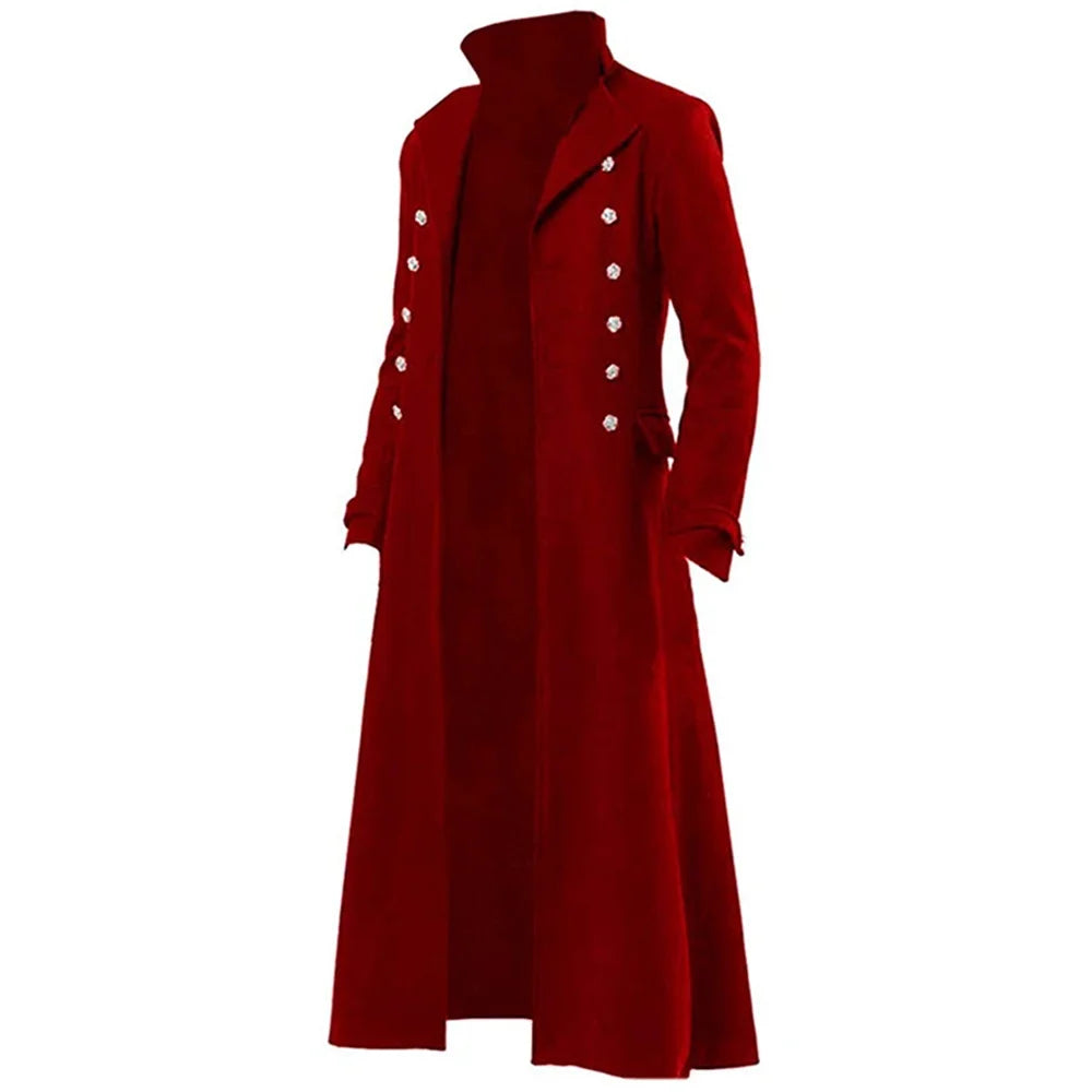 Medieval Renaissance Costume Men Steampunk Vintage Trench Coat Gothic Long Coat Man Victorian Carnival Party Cosplay Costume 5XL