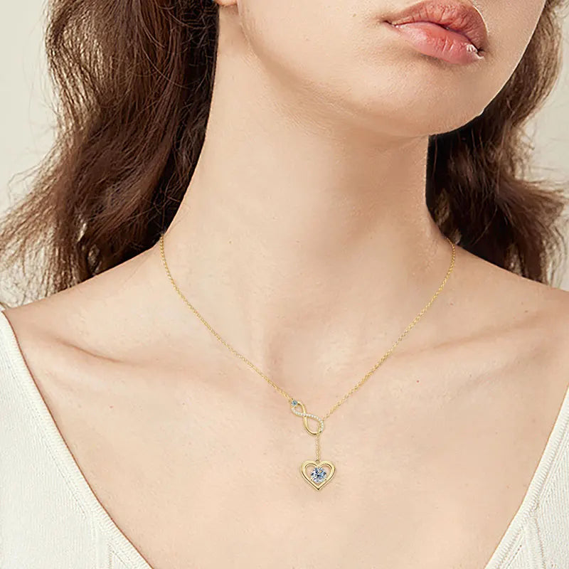 Round Moissanite Y-shape Lariat Cross Heart Infinite Pendant Necklace Chain for Women 925 Sterling Silver Jewelry Gifts