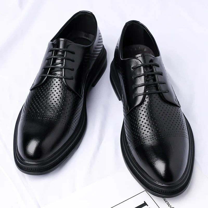 Men's Formal Leather Shoes Lace Up Breathable Non-slip Rubber Sole Lightweight Comfortable Dress Shoes Office & Special Occasion