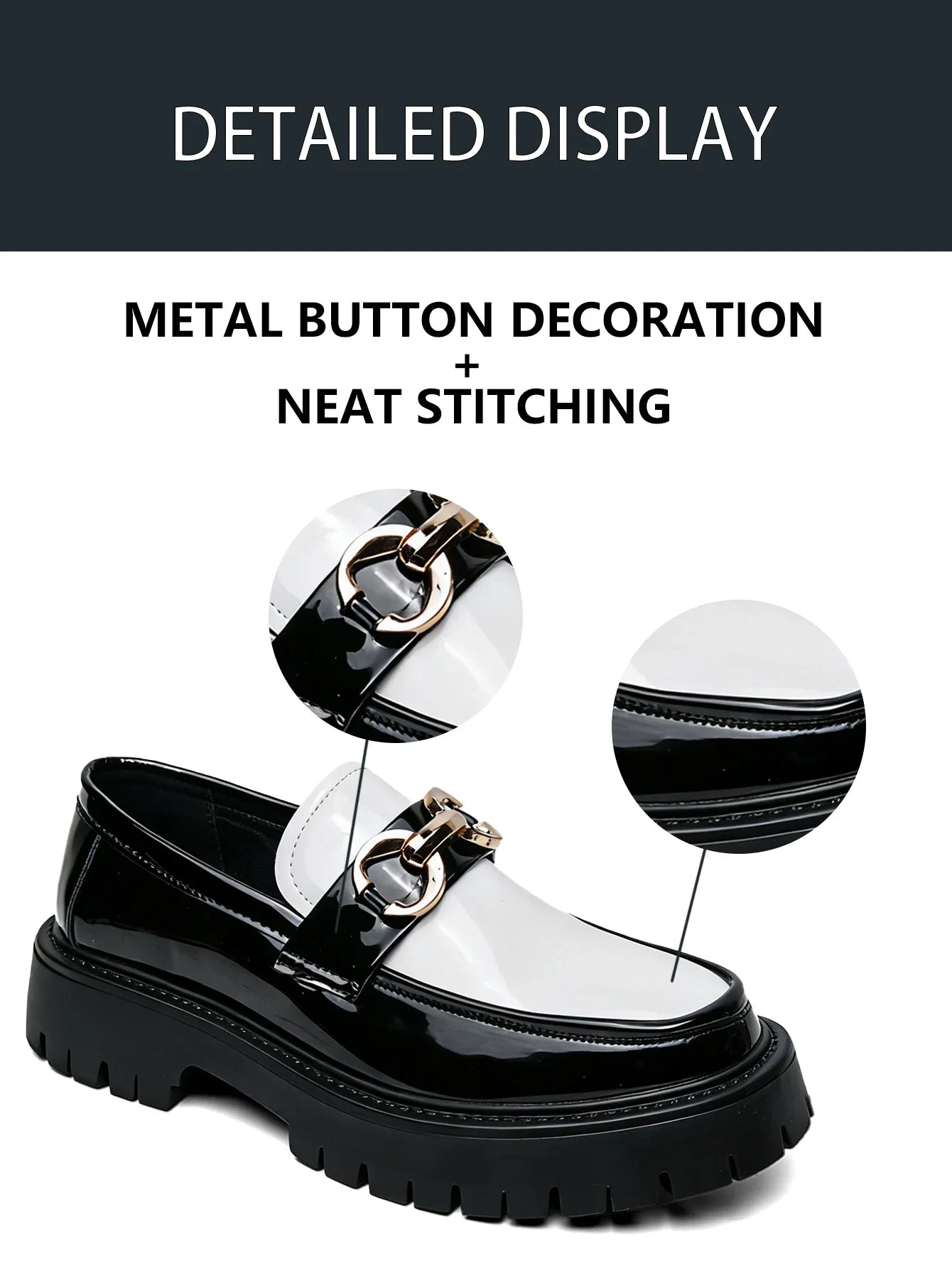 Classic Fashion Thick Sole Men's Penny Loafers Slip-On Business Dress Shoes for Gentleman Metal Buckle Formal Party Glossy Shoes