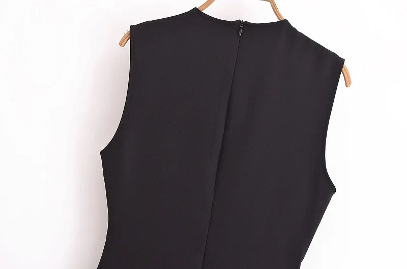 2025 Womens Dresses Black Office Long Dresses for Women Spring Sleeveless Midi Dress Woman Belt Button Women's Dress Vest