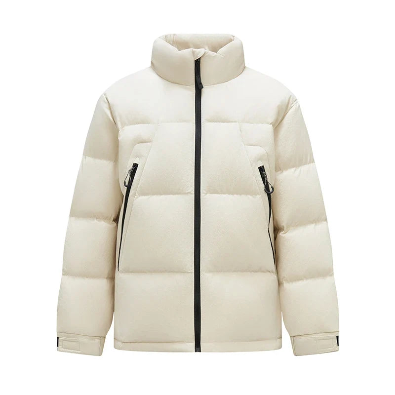 Down Jacket Men Textured Loose Fit Stand Collar Puffer Coat 2025 New Winter Versatile Outerwear