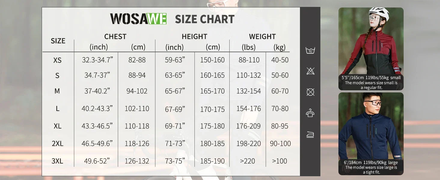 Men's Cycling Jacket Winter Thermal Long Sleeve Fleece MTB Jacket Bicycle Top Bike Clothing with 3 Rear Pockets 0℃-15℃