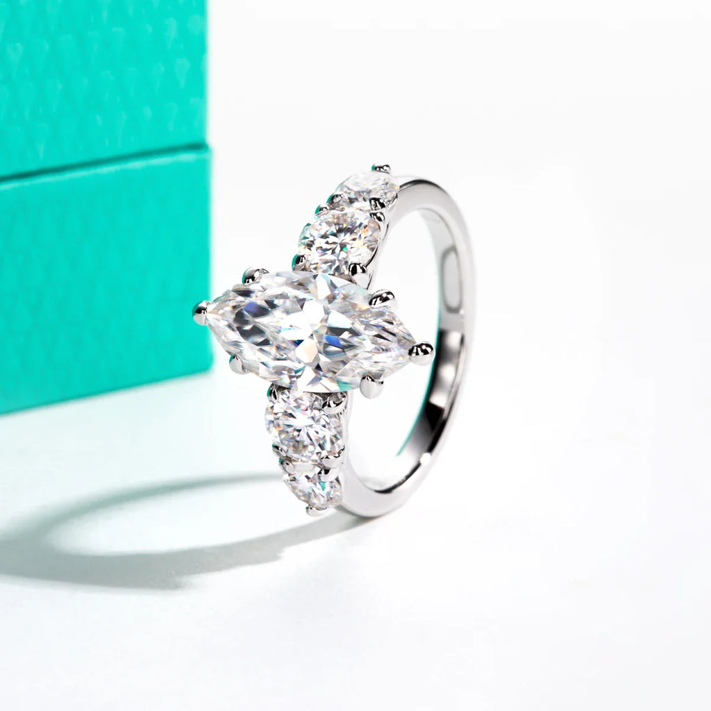 3ct Marquise Cut D Color Moissanite Diamond Engagement Ring 925 Sterling Silver With Cer Women's Jewelry Wholesale