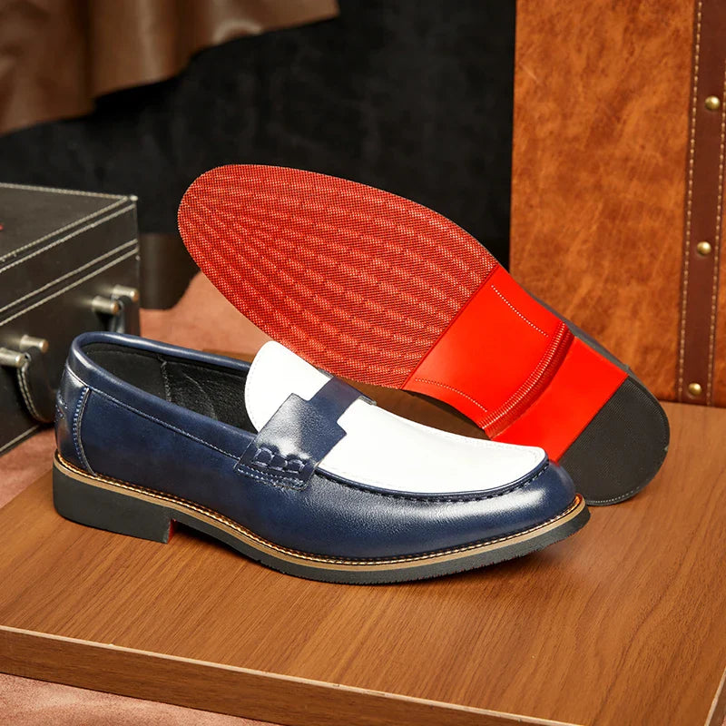 Luxury Brand Loafers Men's Black and White Color Leather Shoes Slip-on Fashion Soft-soled Casual Shoes Party Wedding Moccasin