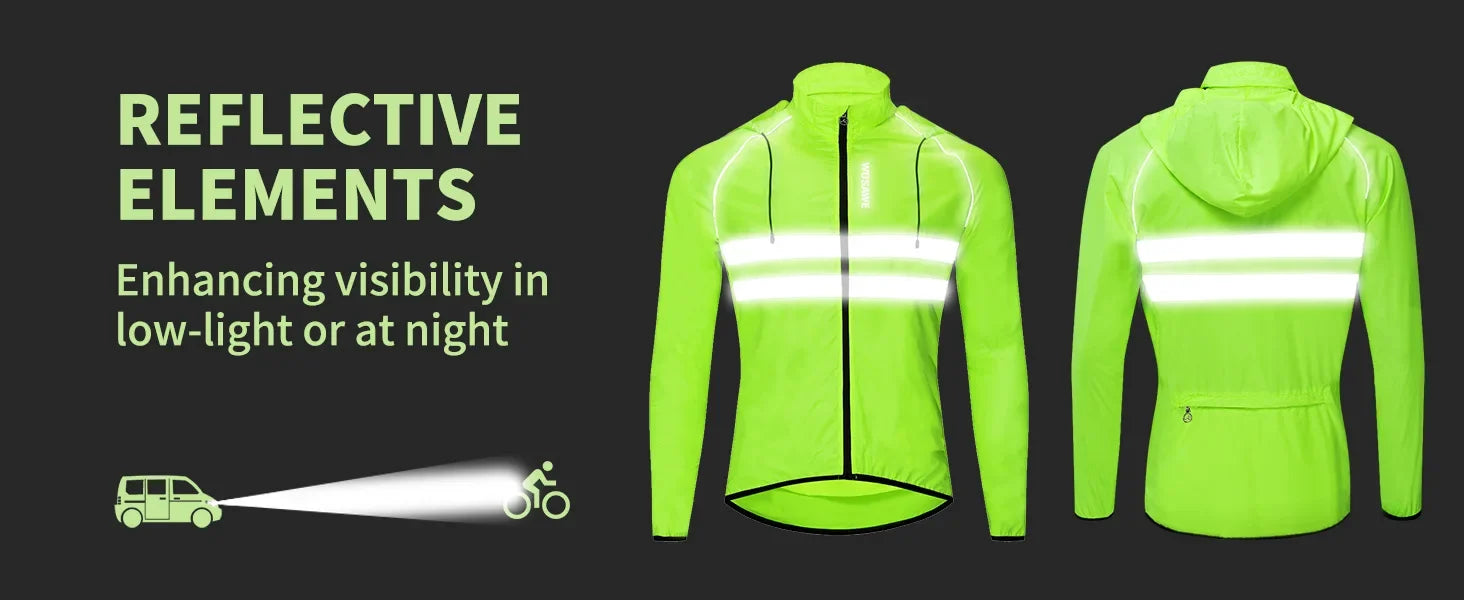 Ultralight Men's Cycling Windbreaker Reflective Jacket Windproof Water Resistant MTB Road Bicycle Long Jersey Wind Coat