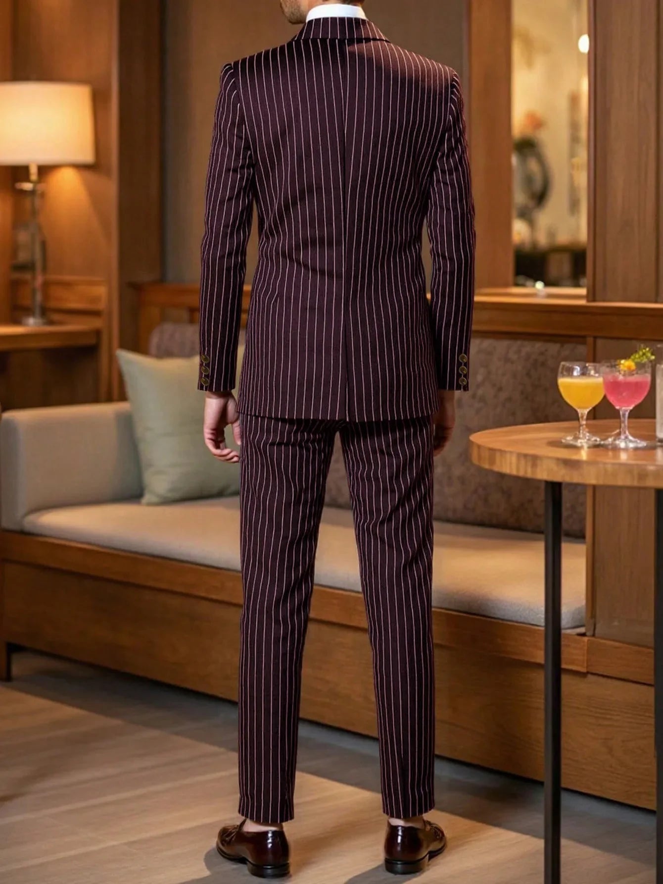High-quality European and American Men's Clothing, Formal Suits with Stripes, Trousers for Business, Formal Dinners, Weddings