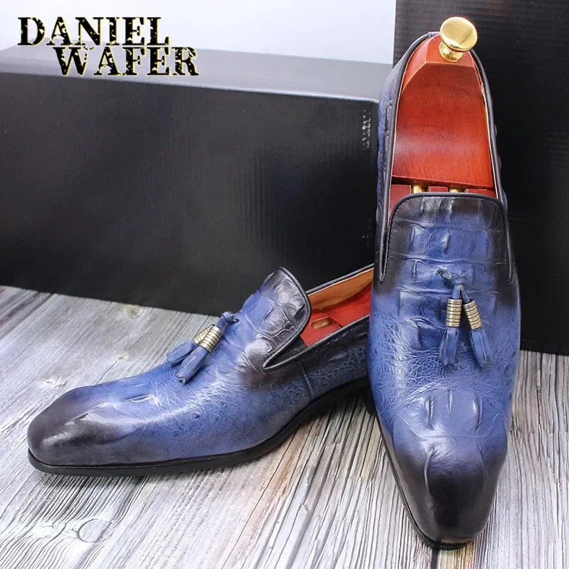 Trendy Barber Shop Pointed Toe Casual Leather Shoes Men's British Retro Lazy Business Bean Bean Shoes Men's Formal Shoes