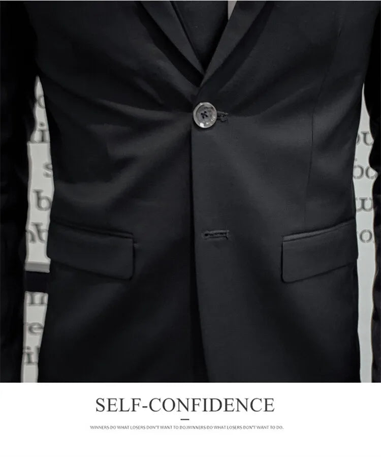Solid Color Suit Men's Fashionable Gentleman Business Banquet Korean-style Formal Dress Casual Wedding (Blazer+Vest+Trousers)