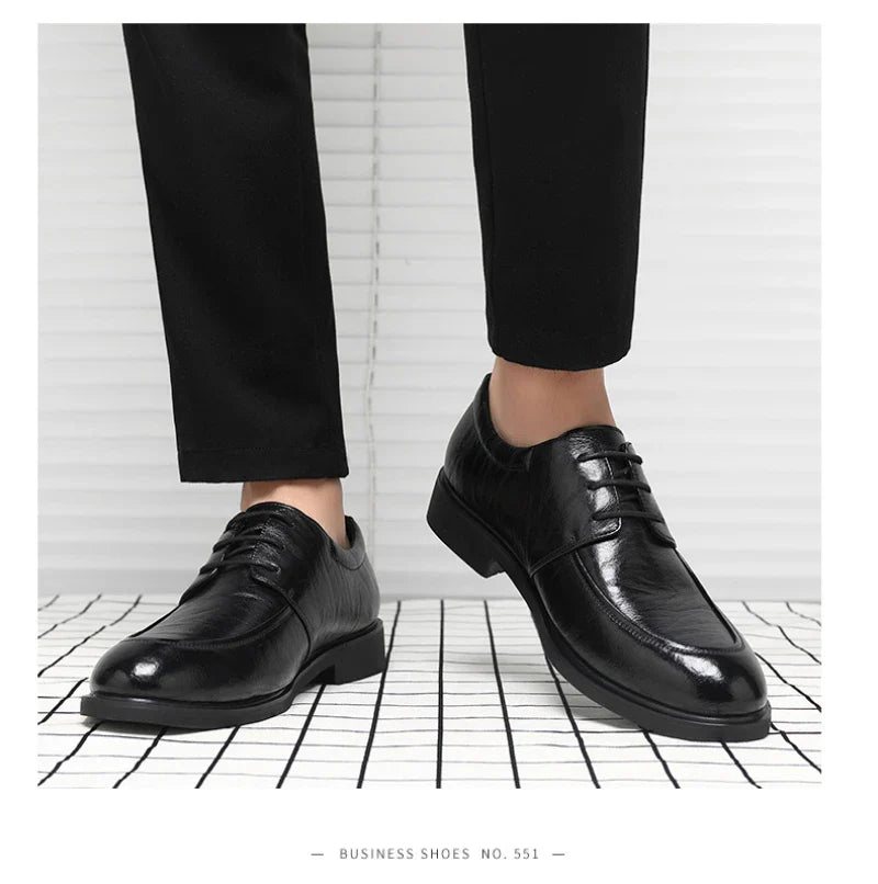 Brown Leather Dress Shoes British Style Lace Up Formal Business Footwear Groom Wedding Shoes Low Top Comfortable Office Shoes
