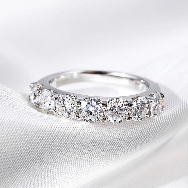 3/4mm Sparkling Moissanite Stackable Ring Certified Wedding Band for Women 100% Real Pure 925 Silver Rings Jewelry
