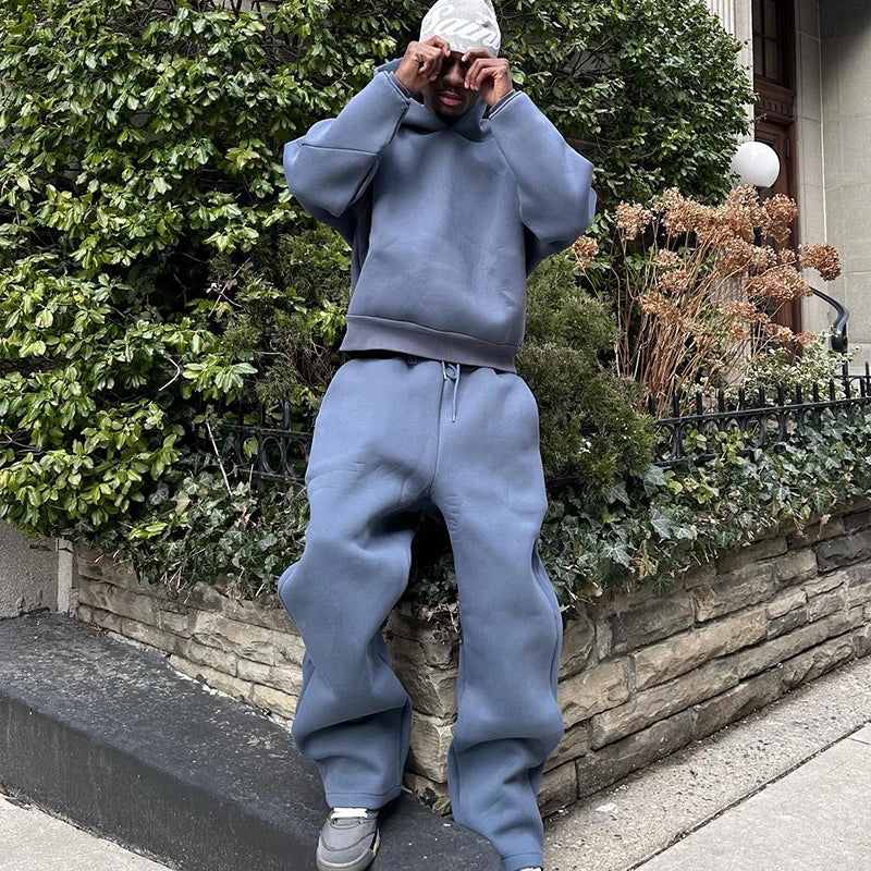 Y2k Fashion Hoodie Men And Women Casual Loose Streetwear Personalized Multi-Functional Pullover Hoodie Jogger Sweatpants Set