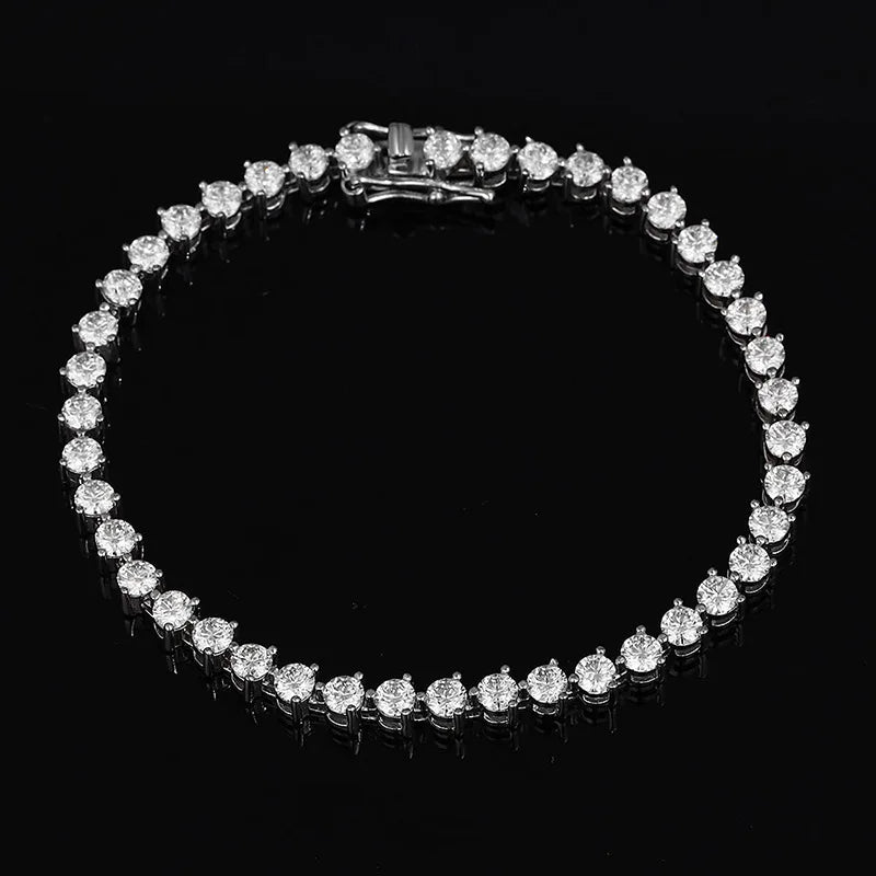 3 Claws D VVS1 Zircon/Moissanite Tennis Bracelet for Women Full Diamond Luxury Chain S925 Sterling Silver Plated Platinum