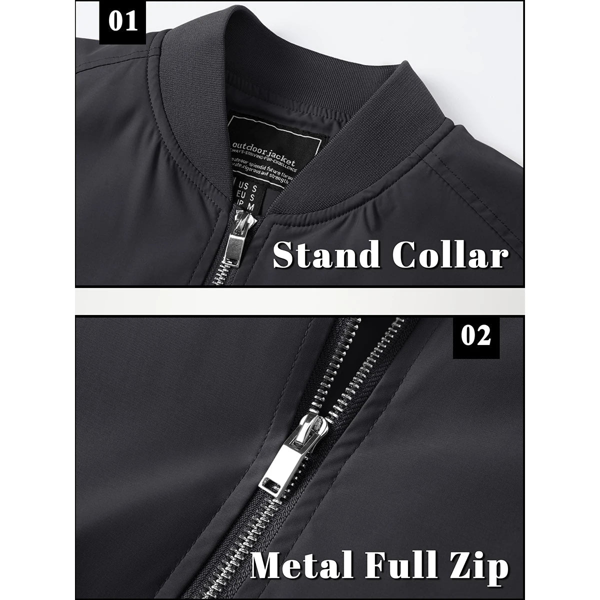 Men's Bomber Jacket Summer Autumn Thin Lightweight Casual Windbreaker Multi-pockets Full Zip Up Varsity Baseball Jacket