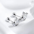 Marquise Cut 3 Gems All Moissanite Stud Earrings for Women Sparkling Jewelry Lab Diamond Pure 925 Sterling Silver Earring
