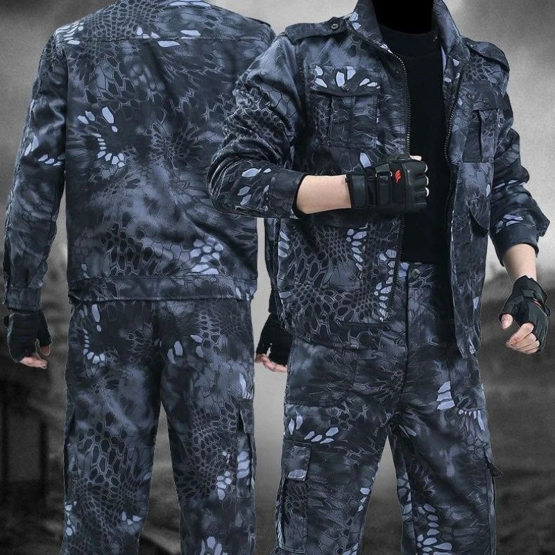 Labor Insurance Cloth Uniform Men's Soft Tracksuit Outdoor Suit Designer Clothes Black Python Pattern Wear-resistant Overalls