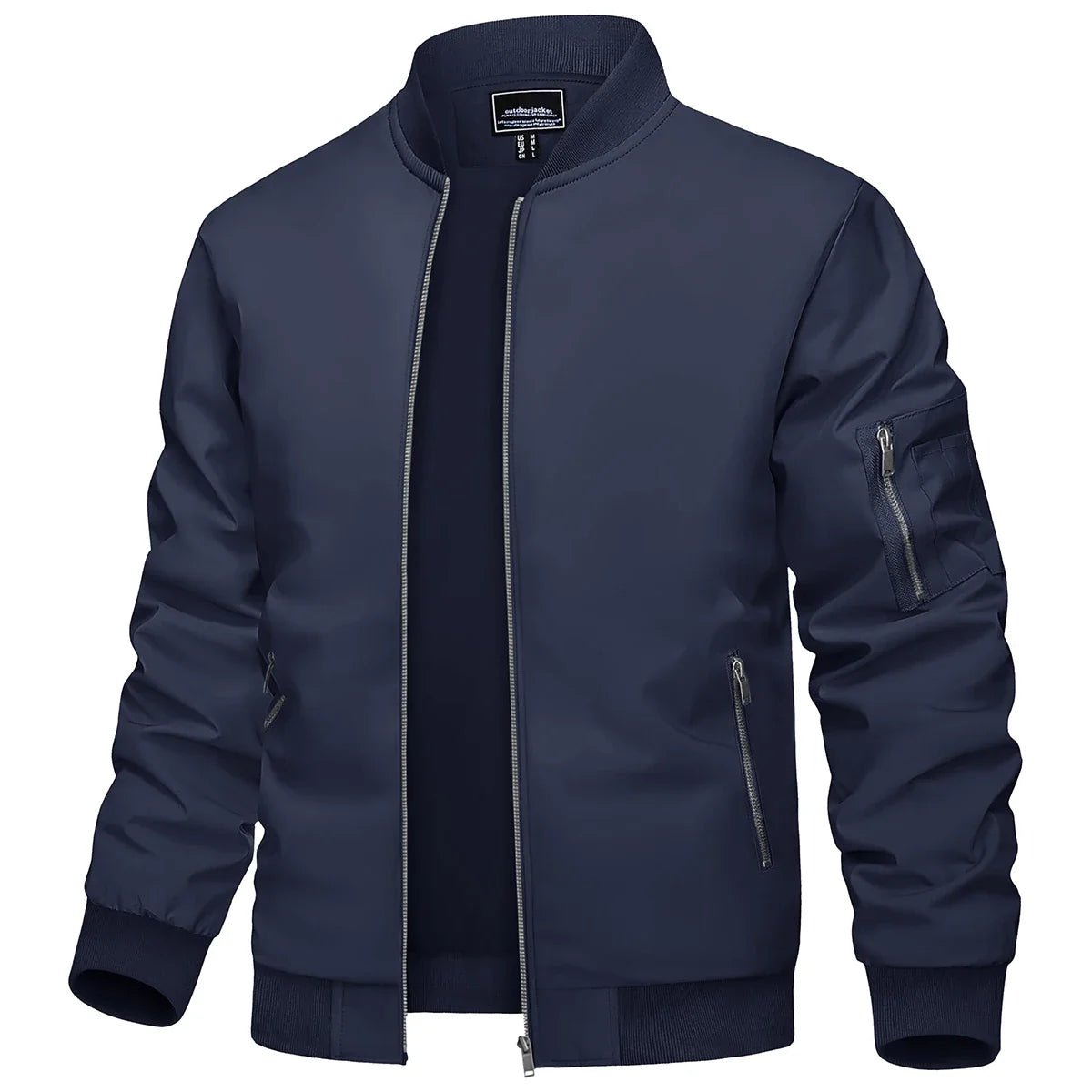 Men's Bomber Jacket Summer Autumn Thin Lightweight Casual Windbreaker Multi-pockets Full Zip Up Varsity Baseball Jacket