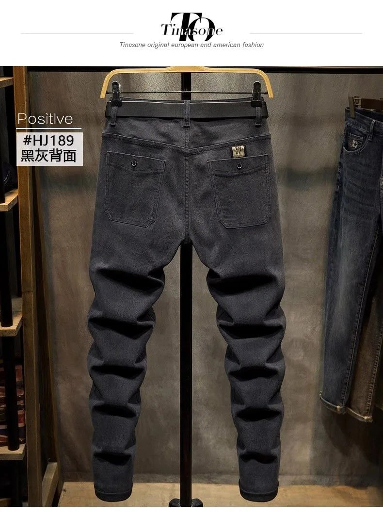 2024 Spring and Autumn New Fashion Solid Color Black Stretch Shorts Men's Casual Slim Comfortable Breathable High-Quality Jeans