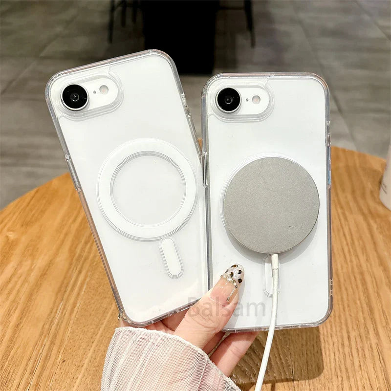 For Magsafe Magnetic Transparent Phone Case For iphone 16E 15 14 13 12 Mini 11 16 Pro Max XR X XS Max 7 8 Plus SE2020 Soft Cover