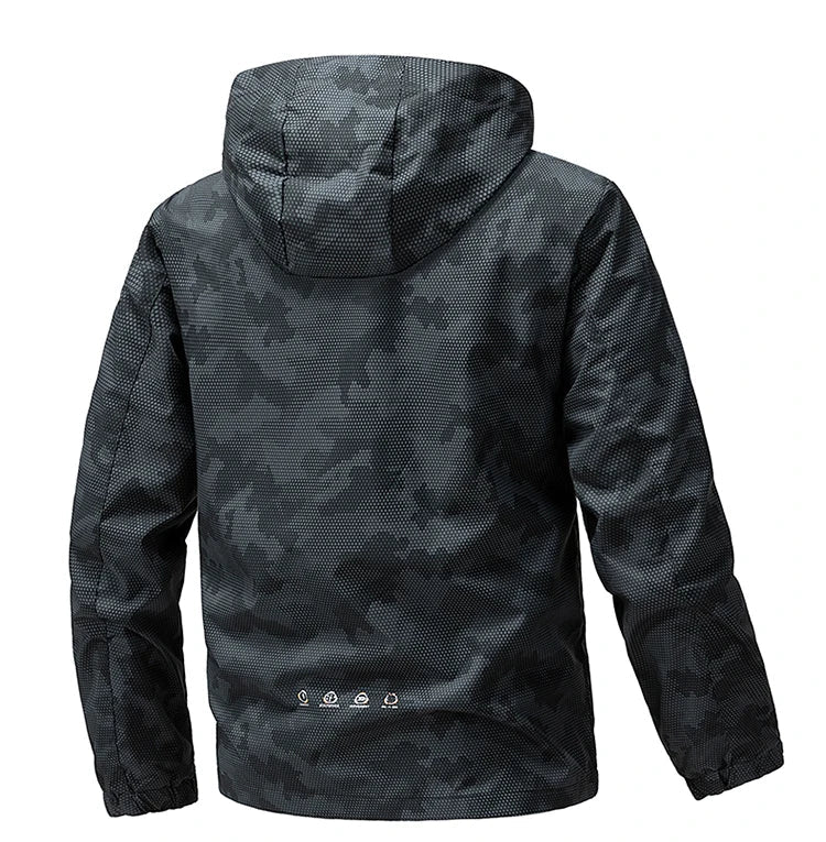 Softshell Outdoor Jacket Men Zip Up Hooded Waterproof Jacket Hiking Camping Windbreaker Lightweight Spring Autumn Coats