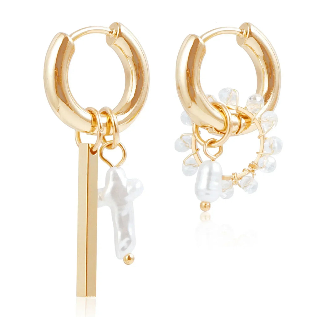 Geometric Crystal Asymmetric Dual-use Ear Buckle Earrings for Women Jewelry