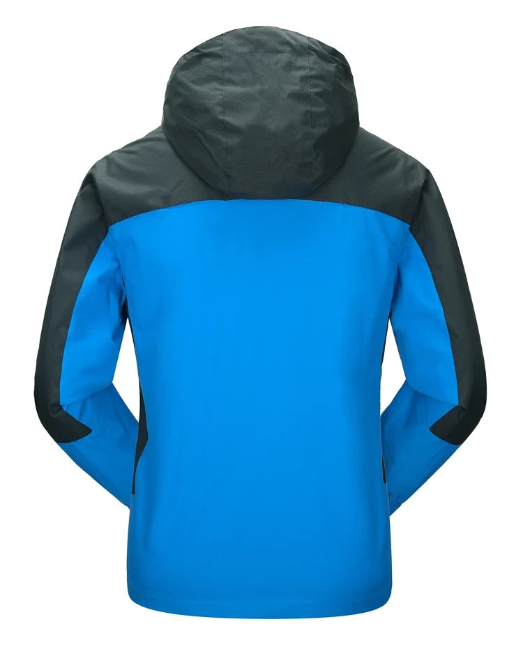 Men's Autumn Hiking Jacket Hooded Removable Waterproof Lightweight Rain Coat Trekking Outdoor Camping Casual Sportswear