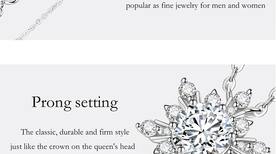 1CT moissanite necklace for women S925 pure silver snowflake design laboratory diamond pendant luxury party jewelry
