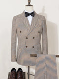 Fashionable Plaid suit High-end Brand Business Slim Fit Casual Party Dress Male Groom Wedding Blazers Double Breasted