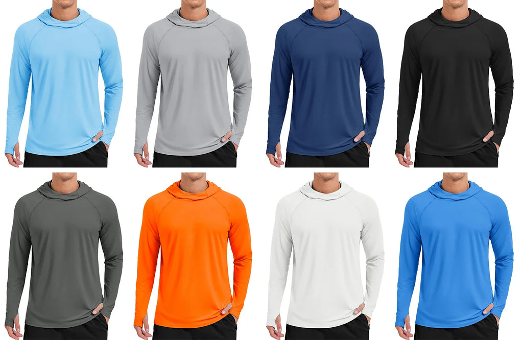 Men's Rash Guard Sun Hoodie Long Sleeve UPF 50+ Sun Protection SPF Quick Dry Hiking Swim Fishing Shirt