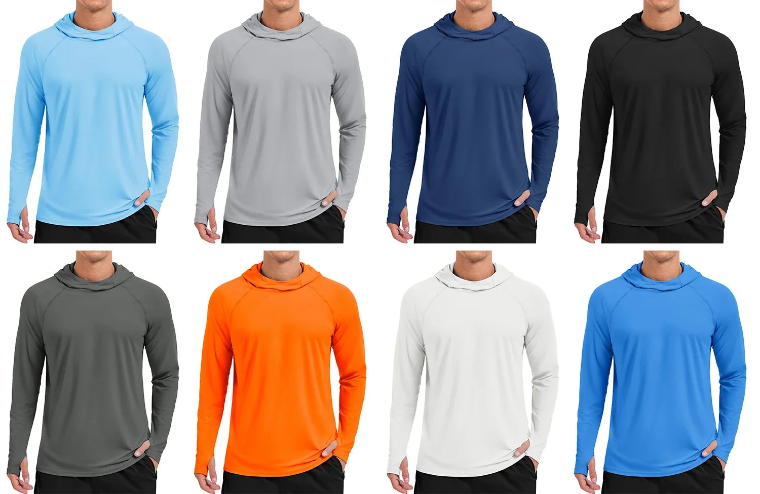 Men's Rash Guard Sun Hoodie Long Sleeve UPF 50+ Sun Protection SPF Quick Dry Hiking Swim Fishing Shirt