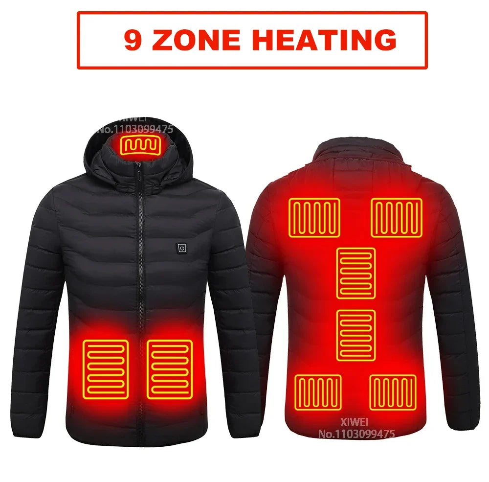 Self Heated Jacket Men Women USB Heated Clothing Cotton Washed Winter Thermal Skiing Camping Hiking Jacket 2-21 Areas Warm Coats