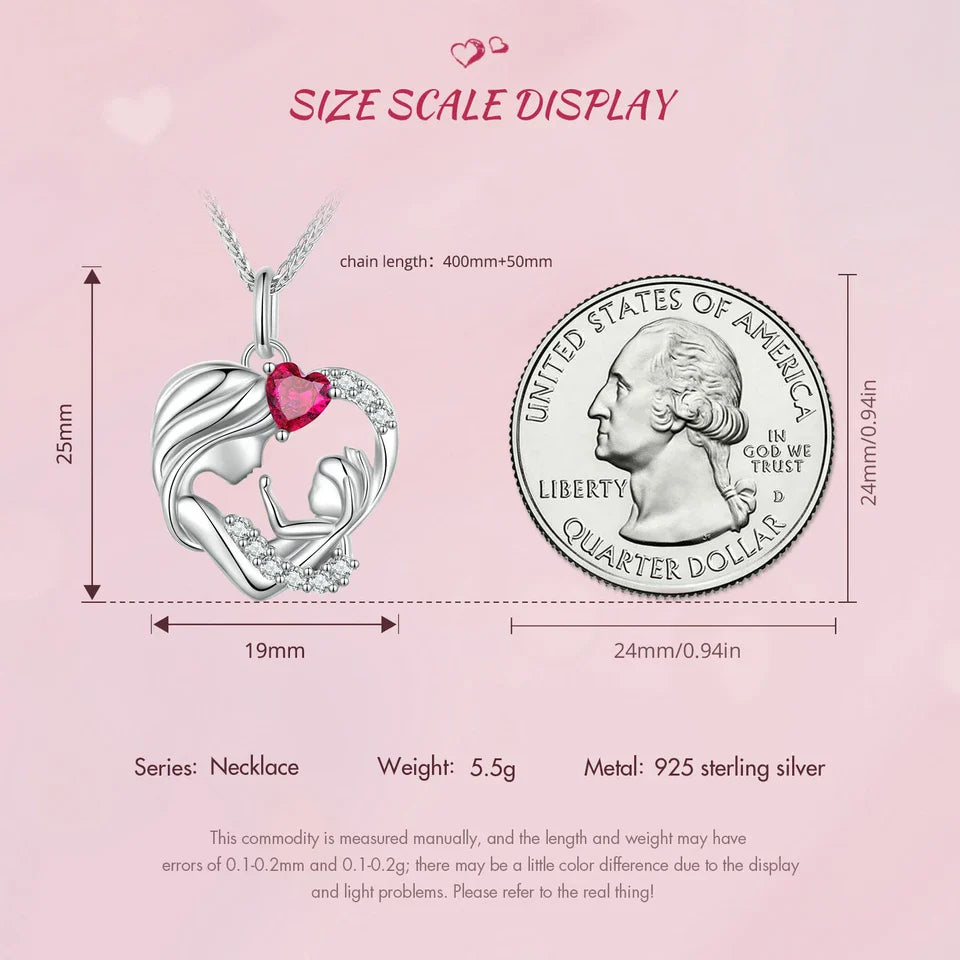 925 Sterling Silver Mother and Child Pendant Necklace for Women Mother's Day Birthday Fine Jewelry Gift BSN323