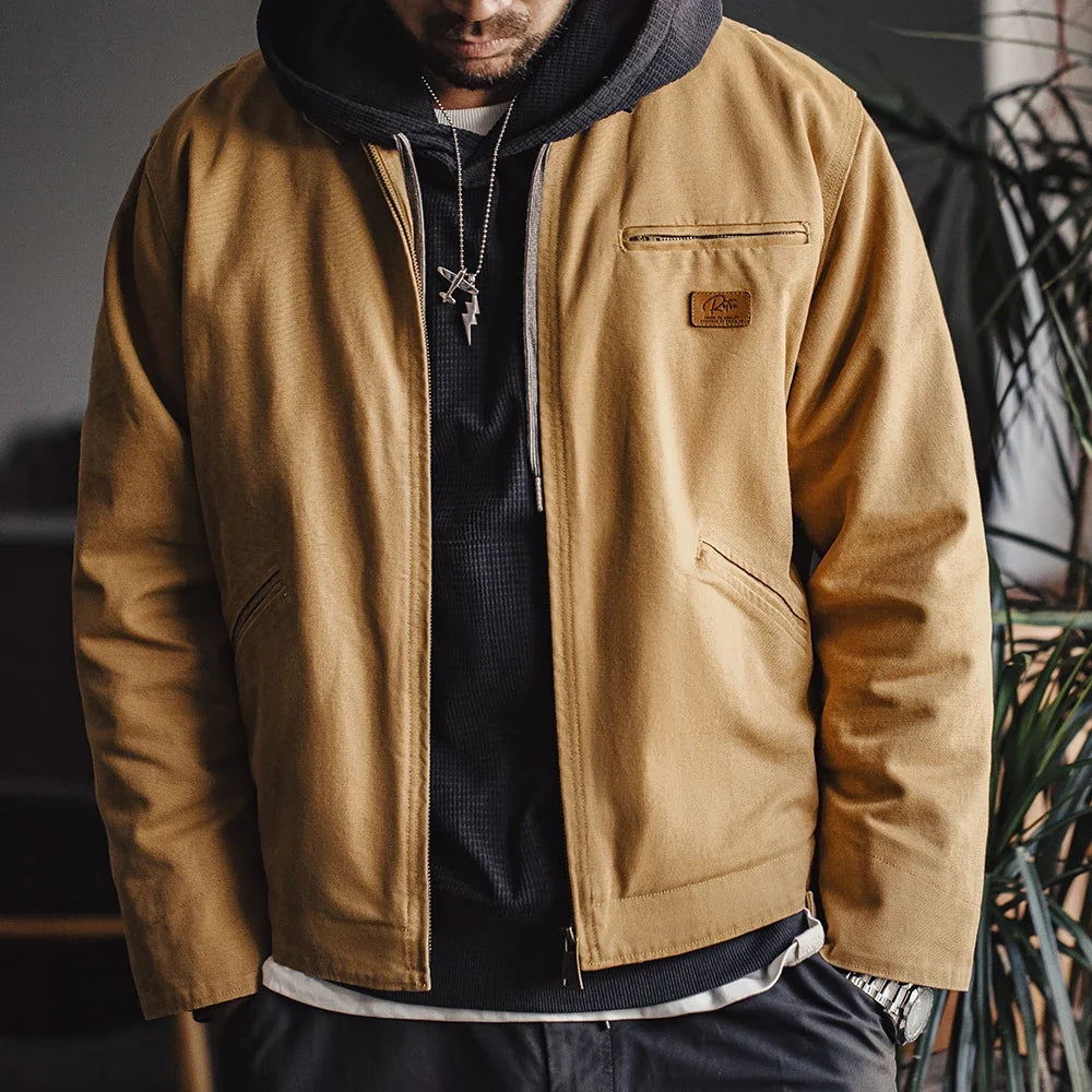 Retro Interstellar Same Style J001 Jacket Canvas Detroit Hunting Jacket Heavyweight Pocket Work Jacket Lapel Collar Coat