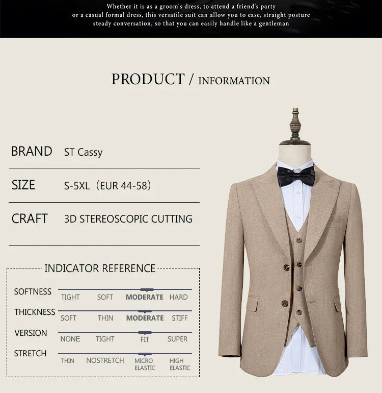 New 2 buttons on suit grey modern design mens office wear blazer coustime homme luxe Bead edge craftsmanship